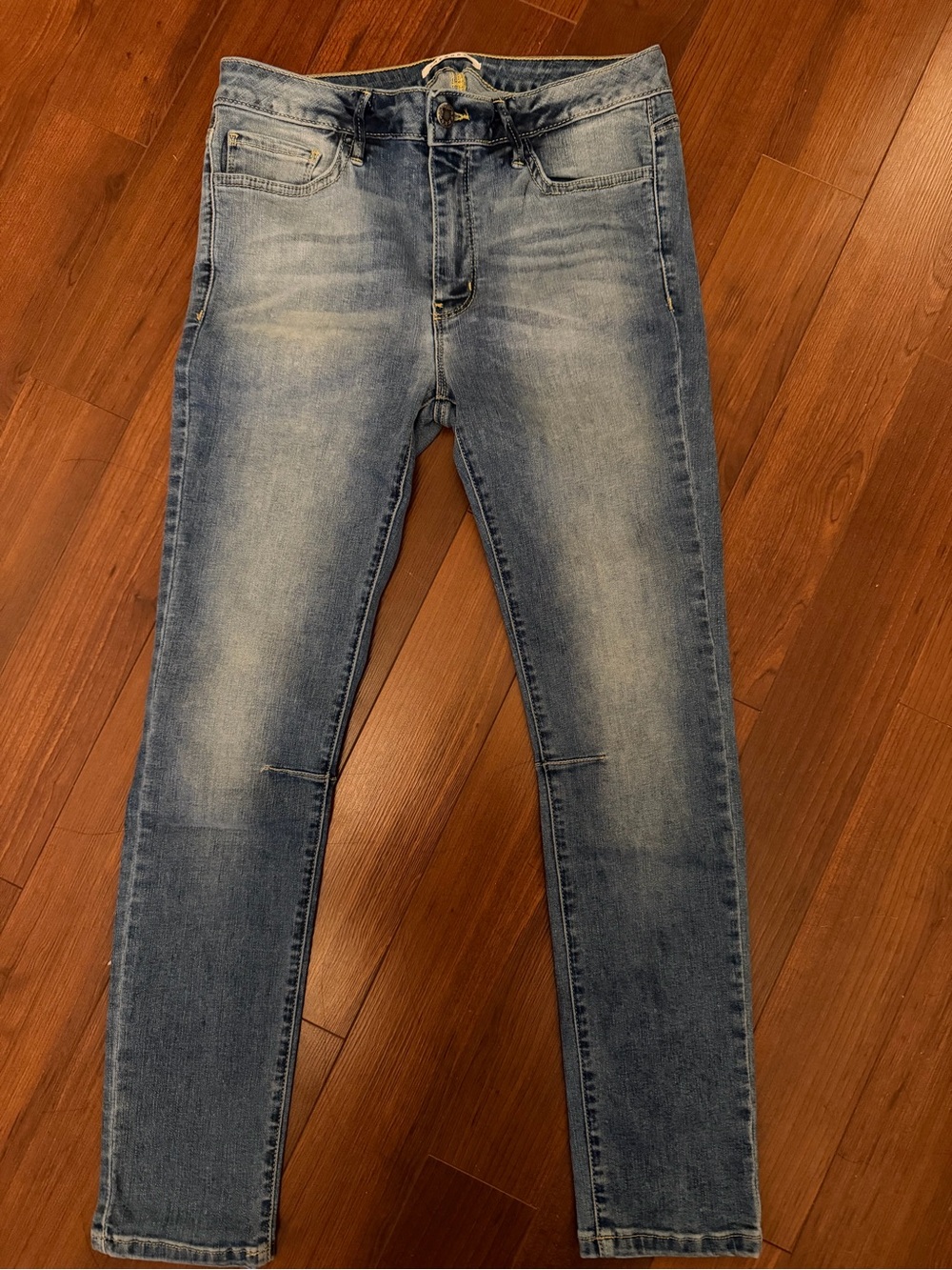 TheMogan Women’s Size 13 Skinny Jeans Light Wash Knee Slit Stretch Denim